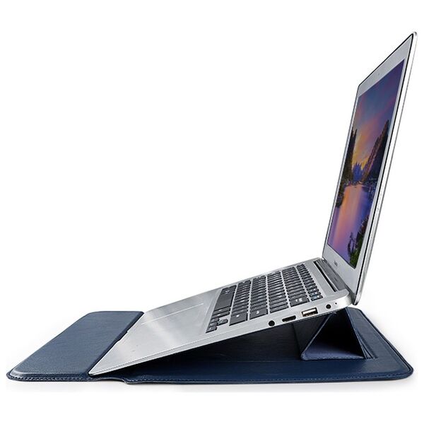 Devia MacBook bracket bag Ultra-Thin 15,4'' waterproof PU leather blue 6938595348372