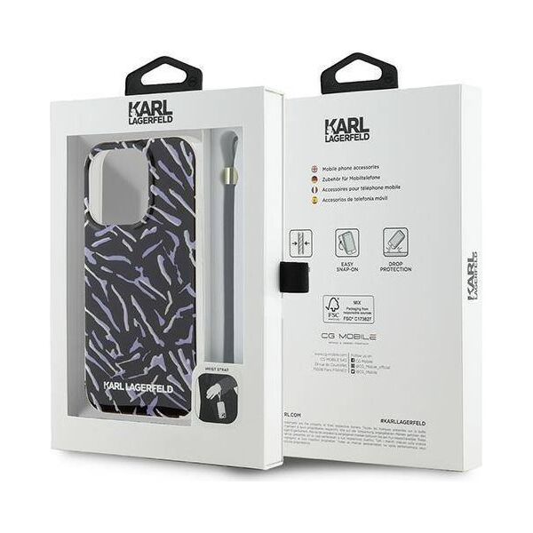 Original Case IPHONE 15 PRO MAX Karl Lagerfeld Hardcase IML Zebra Pattern & Cord (KLHCP15XHZBPKCCU) purple 3666339287436