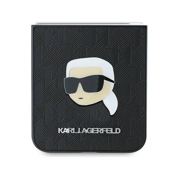 Original Case SAMSUNG GALAXY Z FLIP 6 Karl Lagerfeld Hardcase Saffiano Monogram Karl Head Pin (KLHCZF6PGKSKIHK) black 3666339322441