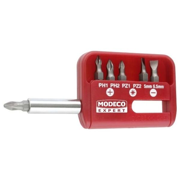 Modeco Komplet grotów 25mm PH1-PH2, PZ1-PZ2 i płaskich 5 -6,5mm + uchwyt 7szt. - MN-15-501