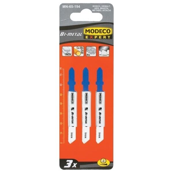 Modeco Brzeszczoty do wyrzynarek typu T 76x1,2 HSS do stali cięcie prostoliniowe 3szt. - MN-65-182