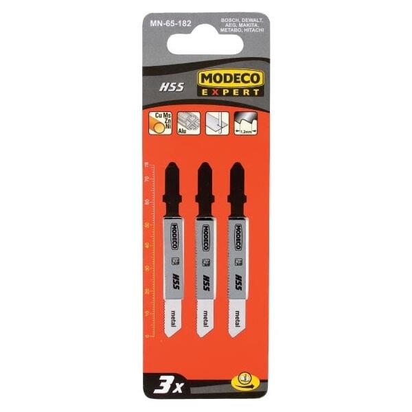 Modeco Brzeszczoty do wyrzynarek typu T 76x2mm cięcie krzywoliniowe stali 3szt. - MN-65-183