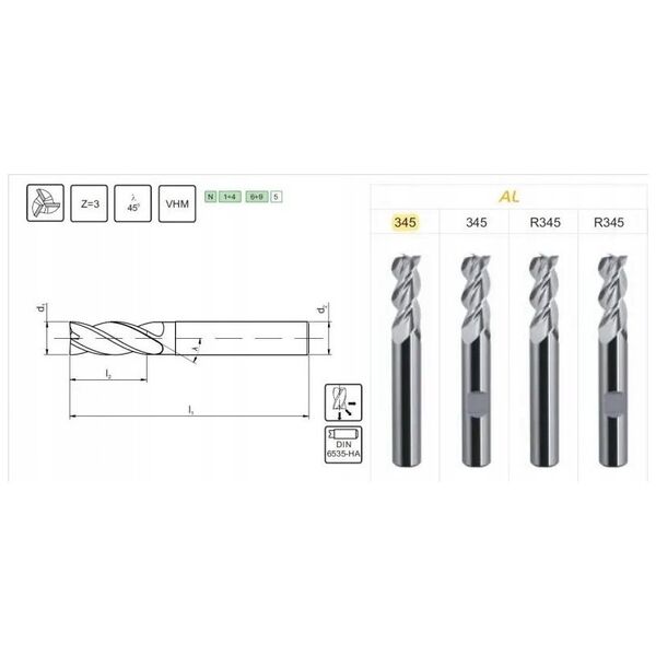 Fanar FREZ TRZPIENIOWY WEGLIK FI 12,0 32/ 83 Z3 HA12 VHM AL 345 - M9-341700-0120**