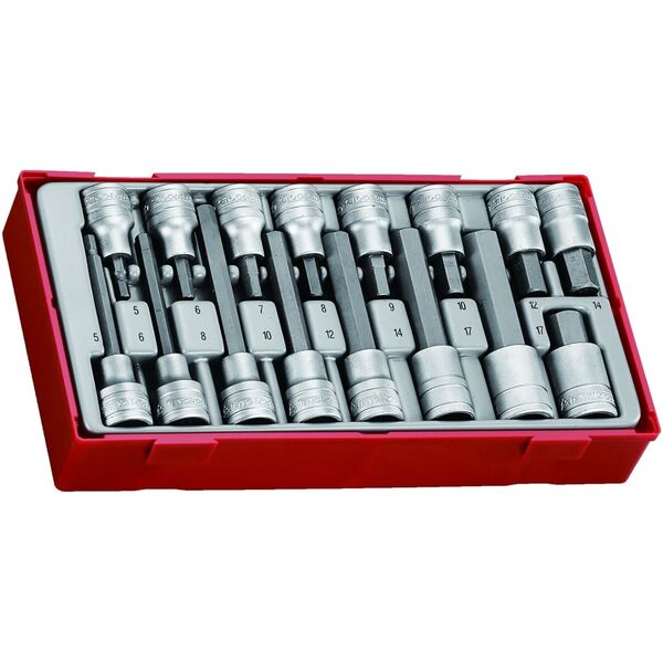 Teng Tools 16-elementowy zestaw grotów wymiennych typu imbus z chwytem kwadratowym 1/2" Teng Tools TTHEX16 (237660105)