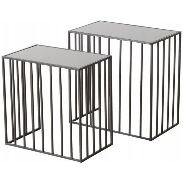 Boltze Stoliki do salonu metalowe JORIS, lustrzany blat, 2 sztuki