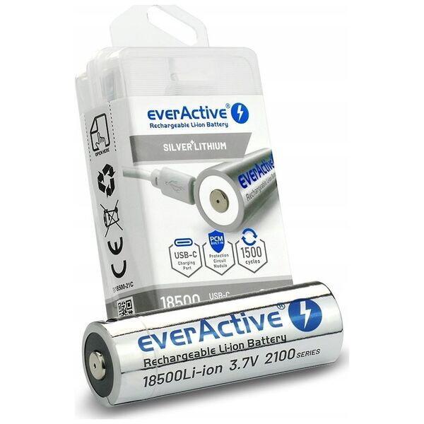 EverActive Akumulator 18500 3,7V Li-ion 2100 mAh USB-C