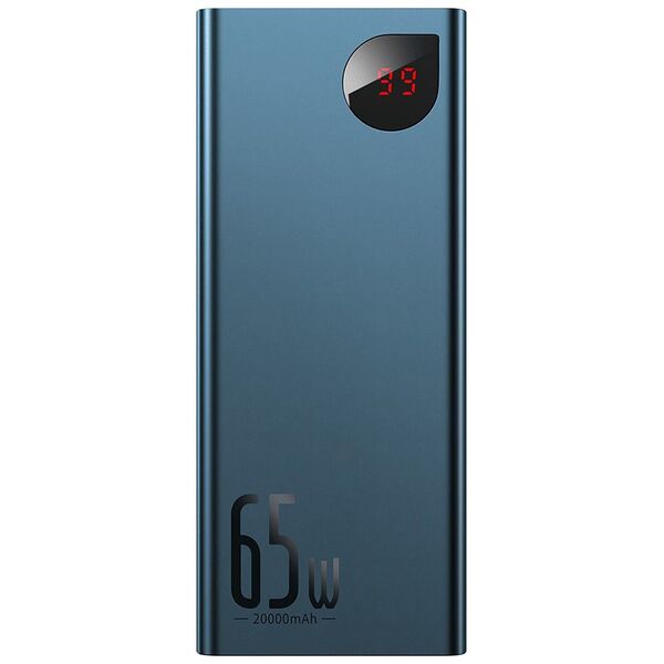 Baseus Adaman Metal Digital Display Power Bank 20000mAh 65W με 2 Θύρες USB-A και Θύρα USB-C Quick Charge 3.0 Μπλε (PPIMDA-D03) (BASPPIMDAD03) έως 12 άτοκες Δόσεις