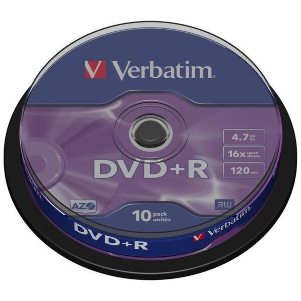 Verbatim DVD+R 4.7 GB 16x 10 sztuk (43498)
