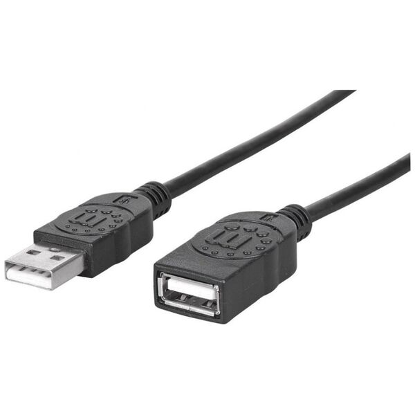 Kabel USB Manhattan USB-A - USB-A 0.5 m Czarny (322904)