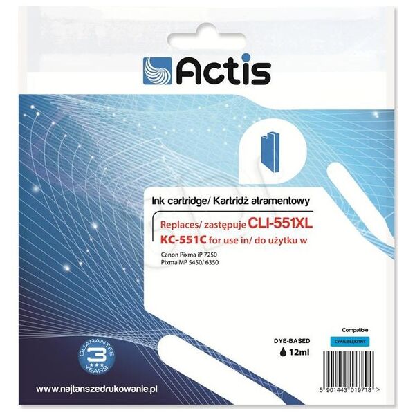 Tusz Actis KC-551C (Canon CLI-551C ) Cyjan