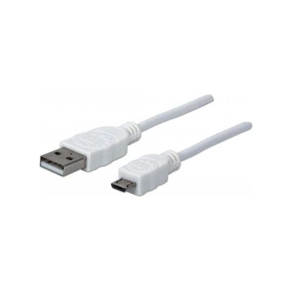 Kabel USB Manhattan USB-A - microUSB 1.8 m Biały (324069)