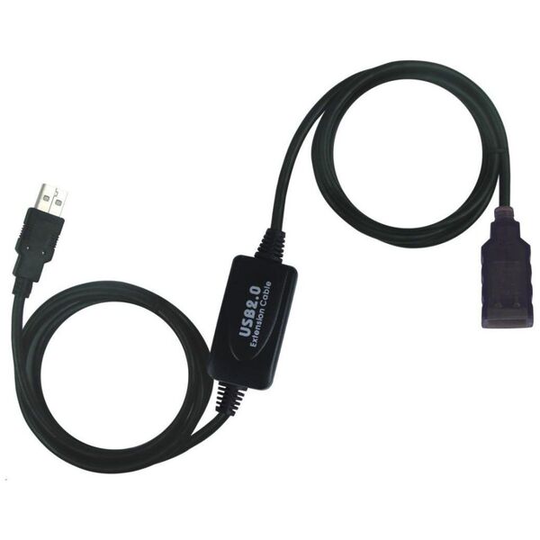Kabel USB PremiumCord USB-A - USB-A 10 m Czarny (ku2rep10)