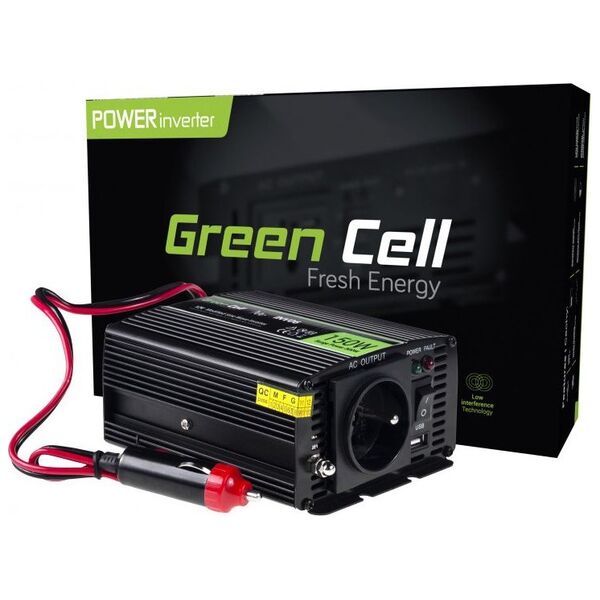 Przetwornica Green Cell 12V/230V, 150W/300W (INV06)