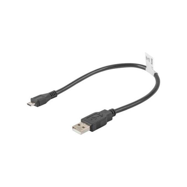 Kabel USB Lanberg USB-A - microUSB 0.3 m Czarny (CA-USBM-10CC-0003-BK)
