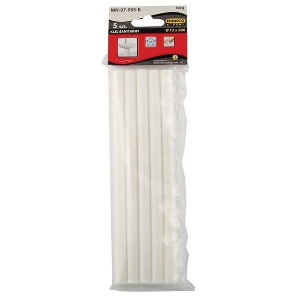 Wkłady klejowe Modeco sanitarne 12 mm x 200 mm białe 5 szt. 0.1 kg PRO-B (MN-97-995-B)