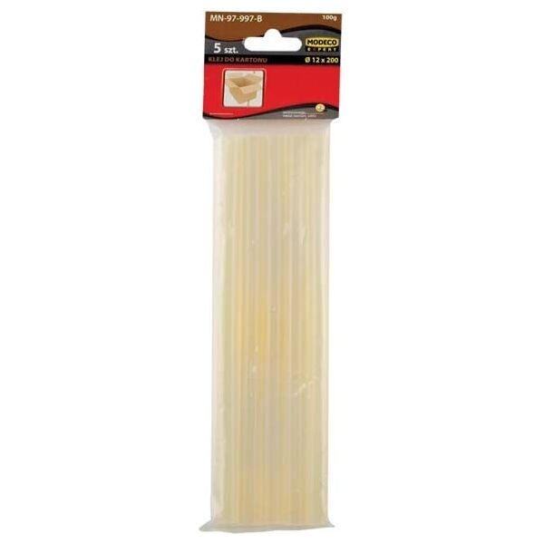 Wkłady klejowe Modeco do kartonu 12 mm x 200 mm mleczne 5 szt. 0.1 kg PAC (MN-97-997-B)