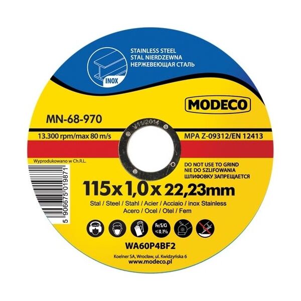 Modeco Ściernica płaska cienka do cięcia stali nierdzewnej 125mm 25szt. - MN-68-971