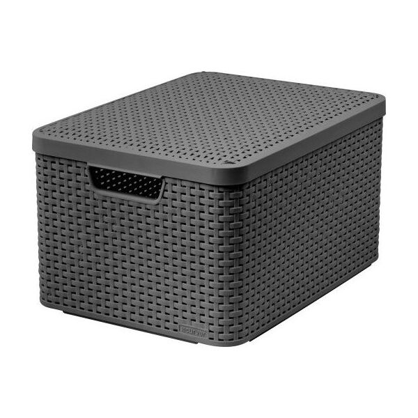Curver Koszyk z pokrywą Rattan Style S ciemny szary