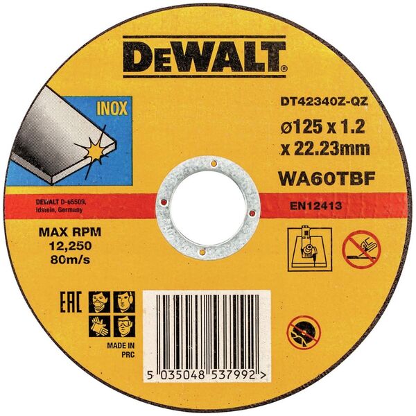 Dewalt Tarcza do cięcia stali nierdzewnej 125x1.2x22.2 płaska (DT42340Z-QZ)