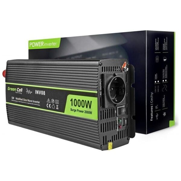 Przetwornica Green Cell 12V/220V 1000W/2000W (INV08)