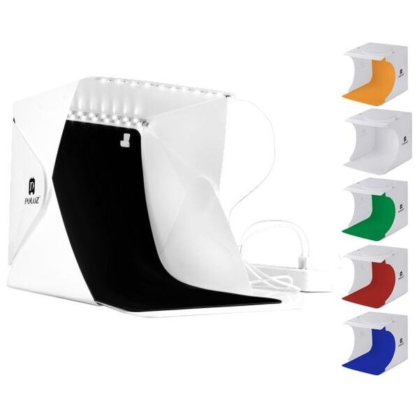Puluz Puluz Namiot Bezcieniowy 22x23x24cm + 2x Lampy Led + 6x TŁo