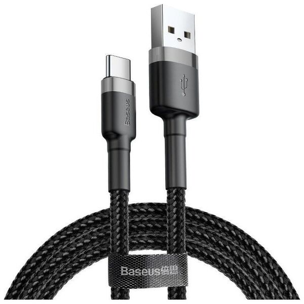 Kabel USB Baseus USB-A - USB-C 2 m Czarno-szary (CATKLF-CG1)
