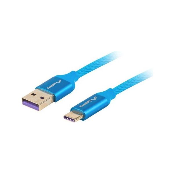 Kabel USB Lanberg USB-A - USB-C 0.5 m Niebieski (CA-USBO-21CU-0005-BL)