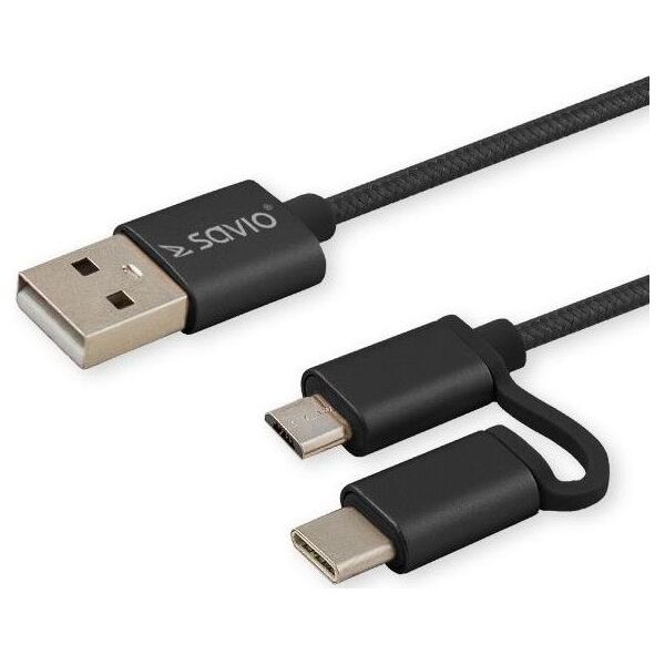 Kabel USB Savio USB-A - 1 m Czarny (CL-128)
