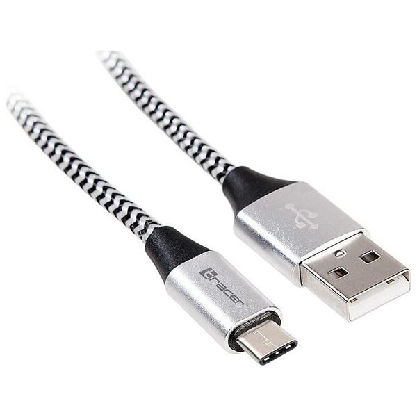 Kabel USB Tracer USB-A - USB-C 1 m Srebrny (TRAKBK46265)