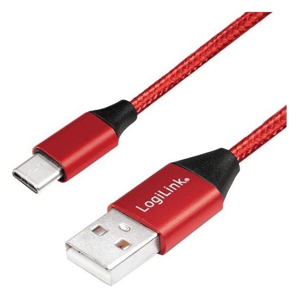 Kabel USB LogiLink USB-A - USB-C 1 m Czerwony (CU0148)