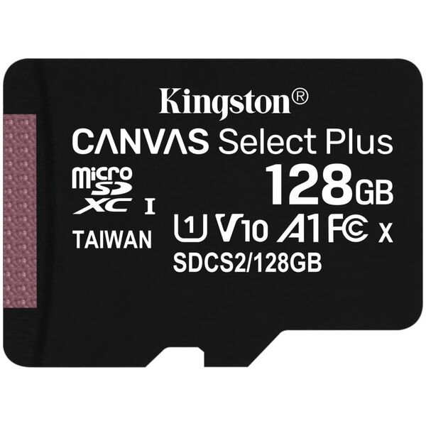 Karta Kingston Canvas Select Plus MicroSDXC 128 GB Class 10 UHS-I/U1 A1 V10 (SDCS2/128GBSP)