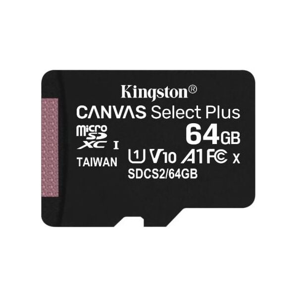 Karta Kingston Canvas Select Plus MicroSD 64 GB Class 10 UHS-I/U1 A1 V10 (SDCS2/64GBSP)