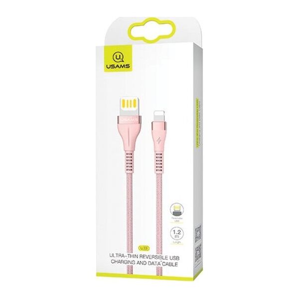 Kabel USB Usams USB-A - Lightning 1.2 m Różowy (63782-uniw)