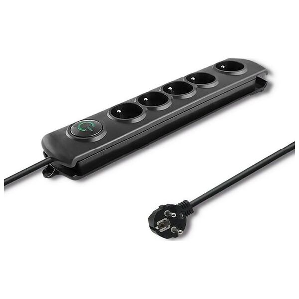 Listwa zasilająca Qoltec Swift przeciwprzepięciowa 5 gniazd 1.8 m czarna (5901878502694)