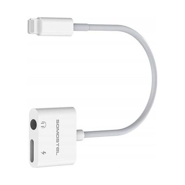 Adapter USB Somostel SMS-BZ03 Lightning - Jack 3.5mm + Lightning Biały  (SMS-BZ03)