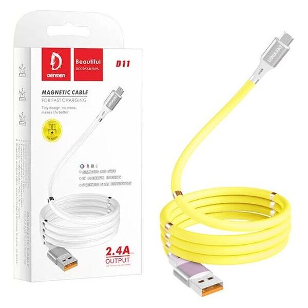 Kabel USB Denmen USB-A - USB-C 1 m Żółty (29365)