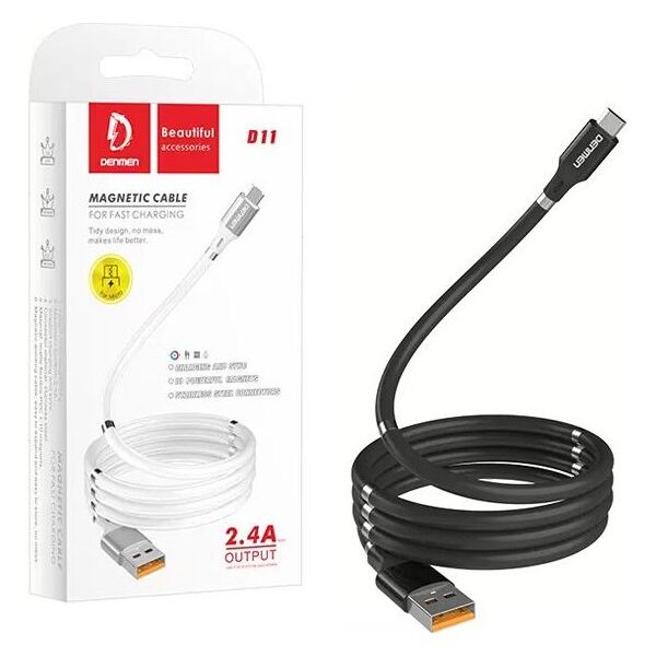 Kabel USB Denmen USB-A - USB-C 1 m Czarny (29362)