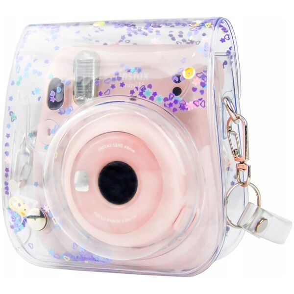 Pokrowiec LoveInstant Instax Mini 11 / Przezroczysty Fioletowe Cekiny