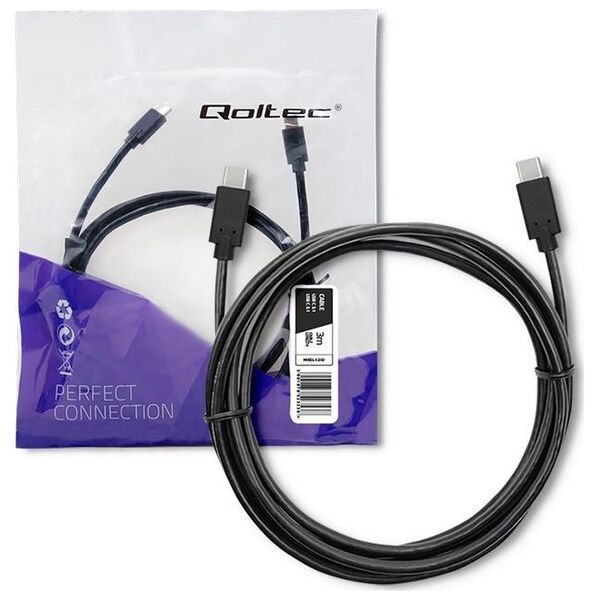 Kabel USB Qoltec USB-C - USB-C 3 m Czarny (52353)