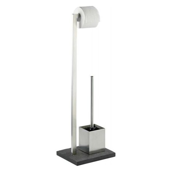 Wenko uchwyt na szczotki toaletowe w rolkach/toaletach Slate Rock 73,5 cm srebrny