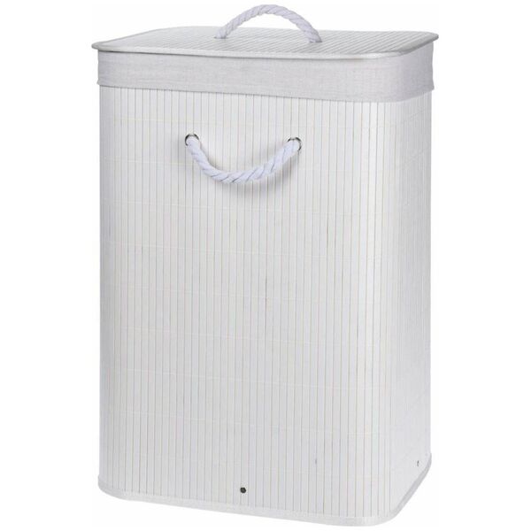 Kosz na pranie Storage Solutions Kosz na pranie bambusowy biały