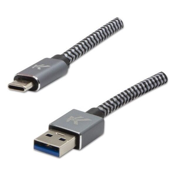 Kabel USB Logo USB-A - USB-C 1 m Czarno-szary