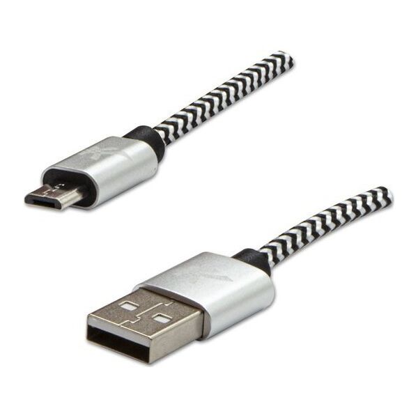 Kabel USB Logo USB-A - microUSB 1 m Biało-czarny