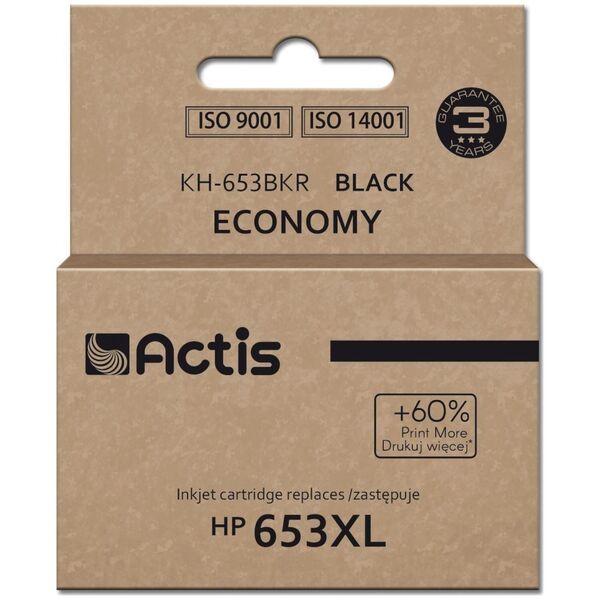 Tusz Actis Tusz Actis KH-653BKR (zamiennik HP 653XL 3YM75AE| Premium| 20ml| 575 stron| czarny)