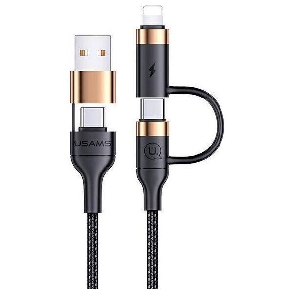 Kabel USB Usams USB-A - USB-C + Lightning 1.2 m Czarny (Usa001137)