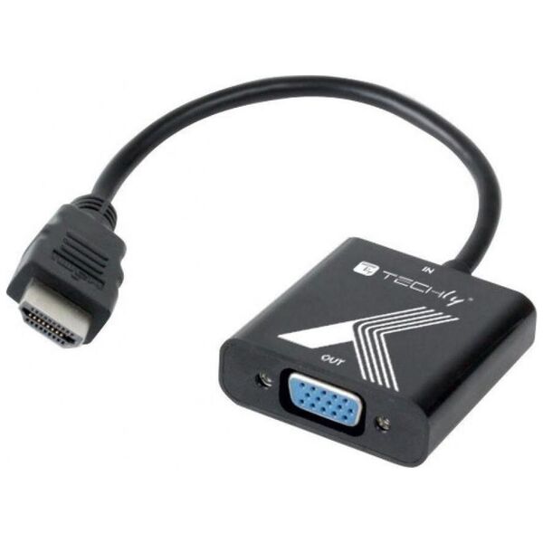 Adapter AV Techly HDMI - D-Sub (VGA) czarny (IDATA HDMI-VGA2P)