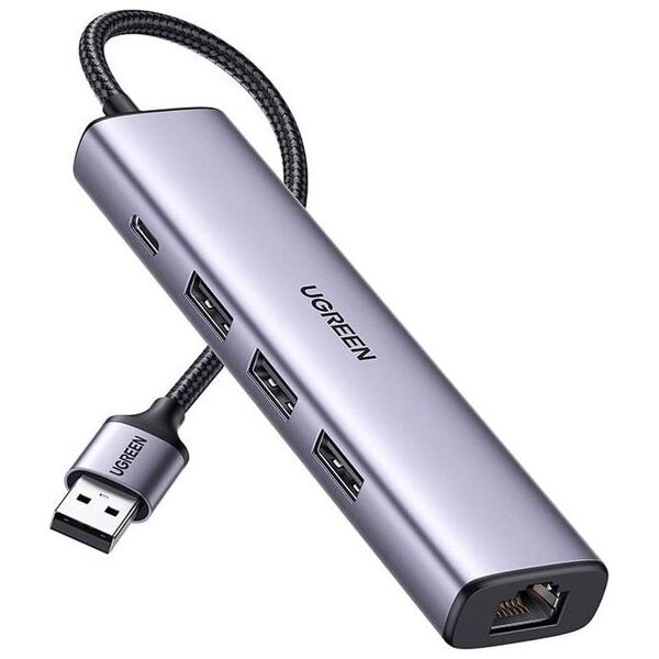 HUB USB Ugreen 1x RJ-45 1x USB-C  + 3x USB-A 3.0 (UGR1219SLV)