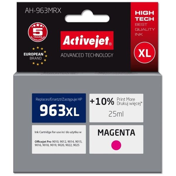 Tusz Activejet Tusz Activejet AH-963MRX (zamiennik HP 963XL 3JA28AE| Premium| 1760 stron| czerwony)