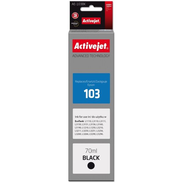 Tusz Activejet Tusz Activejet AE-103Bk (zamiennik Epson 103 C13T00S14A| Supreme| 70 ml| czarny)