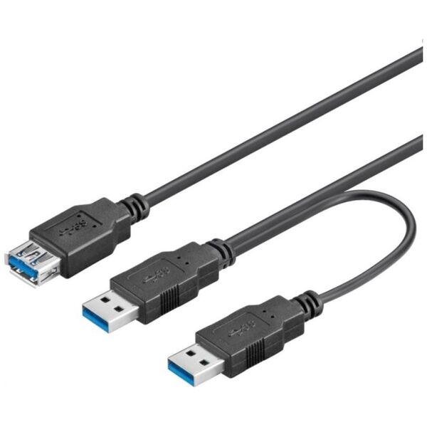 Kabel USB PremiumCord USB-A - 2x USB-A Czarny (ku3y02)